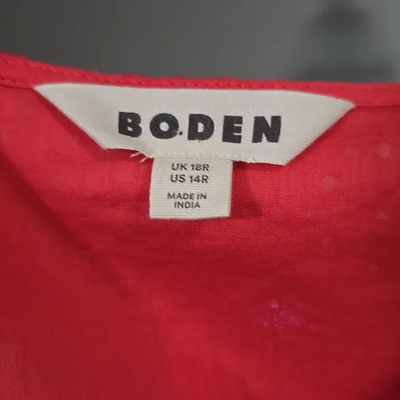 BODEN Broderie Women's Midi Tea Dress In Red Size 14 - Picture 5 of 12